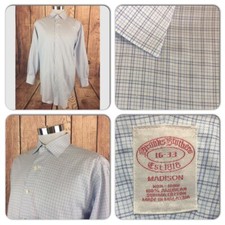 EXC COND BROOKS BROTHERS MENS 16 33 MADISON SUPIMA PLAID NON IRON DRESS SHIRT 