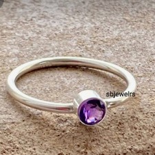 Lovely Amethyst Gemstone 925 Sterling Silver Ring Women Mother Jewelry D-517