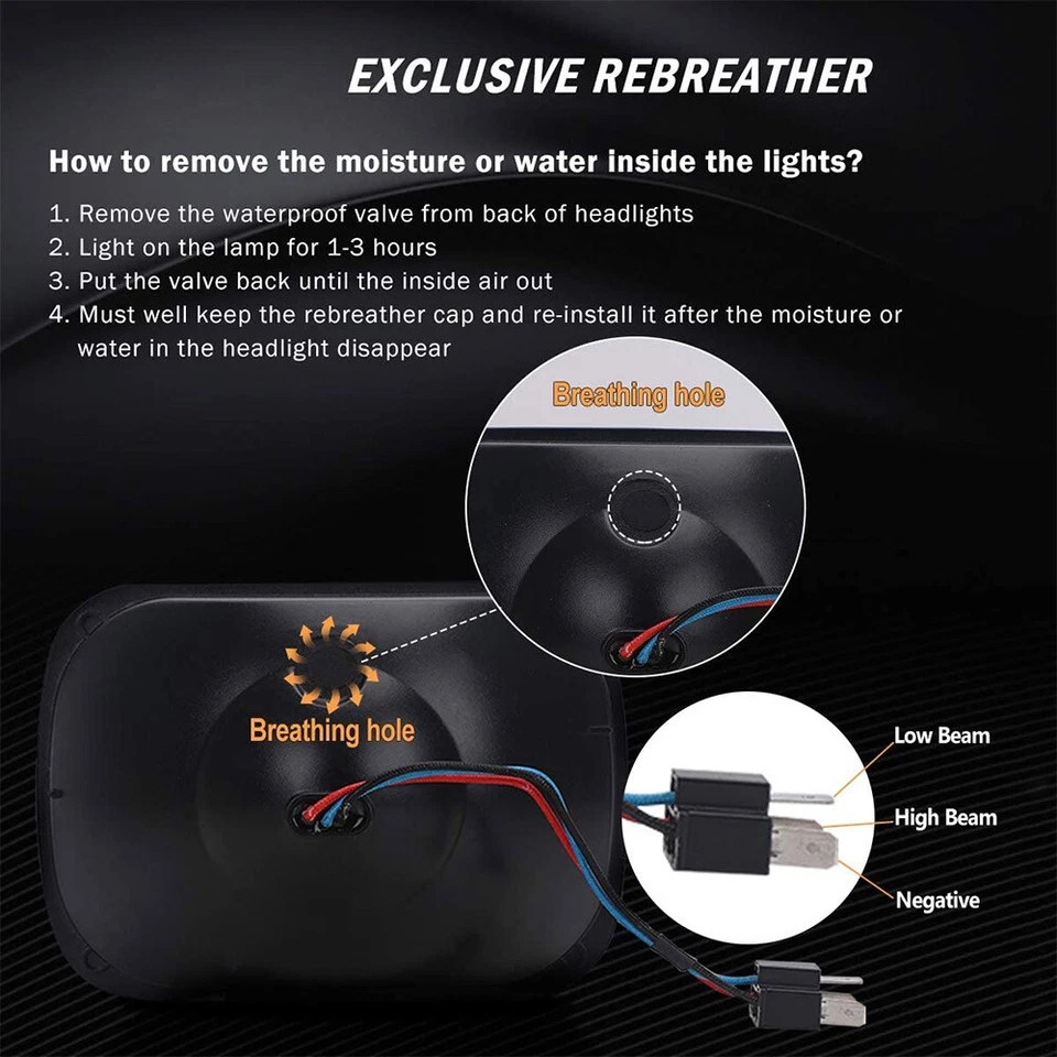 Par de faros LED de haz alto/bajo DOT 7x6 5x7 para Chevrolet Corvette 1984-1996 Foto 4 de 4