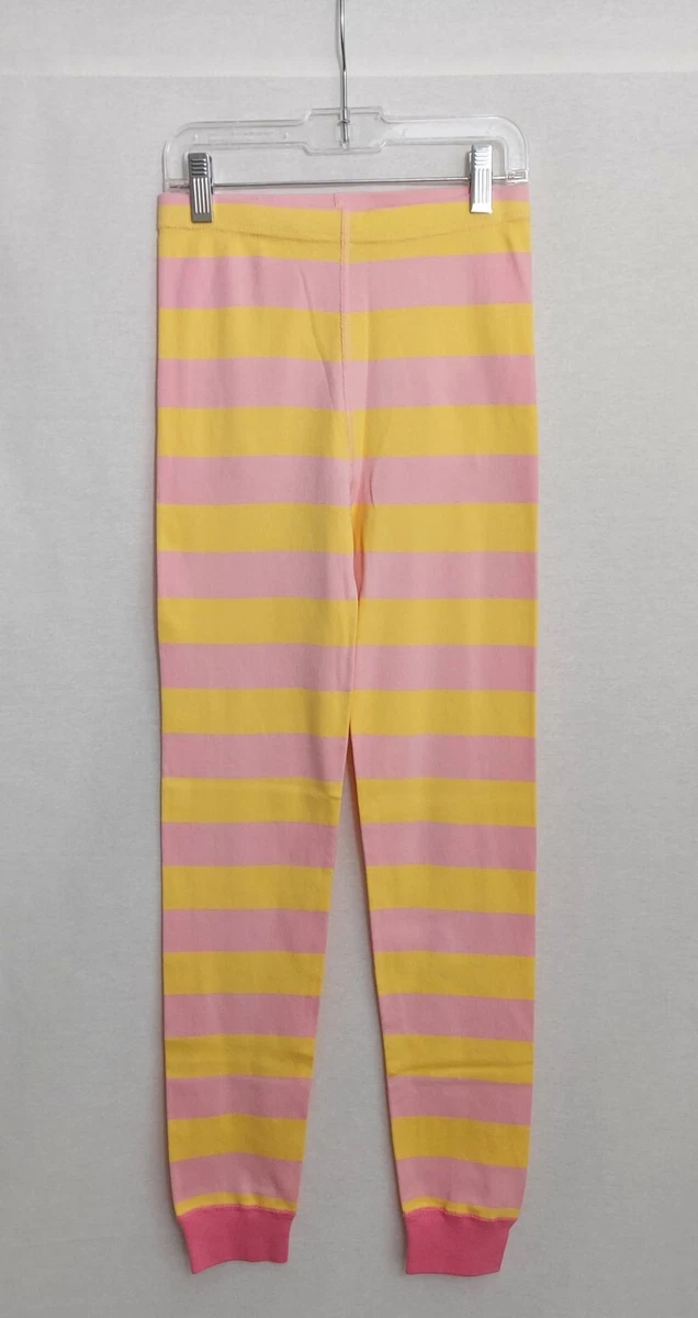 Hanna Andersson Girls Pajama Pants 140 US 10 Organic Cotton Yellow Pink Striped