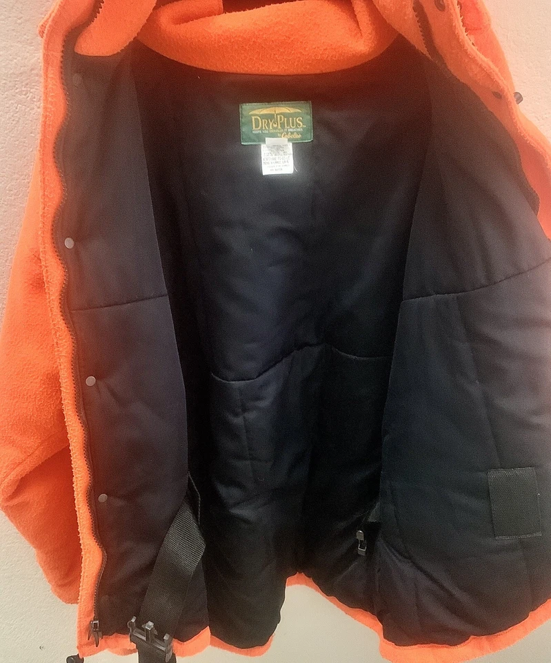 Cabelas Dry Plus Safety Orange Fleece Jacket Men's X-Large w/ Hunting Game Vest - Image 2 of 4