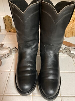 FRYE leather black roper boots men display picture 1