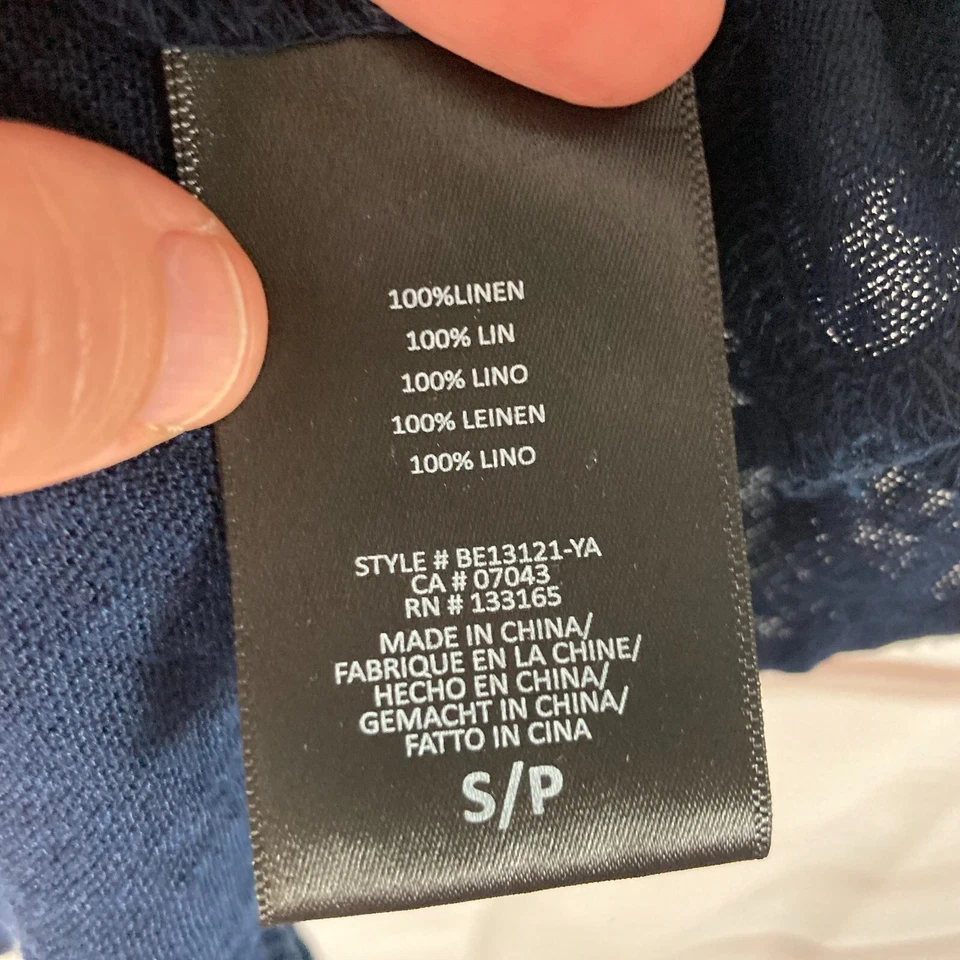 Eri + Ali Топ женщин S синий льняной футболка декольте оборки рукав разделить назад - Изображение 4 из 4