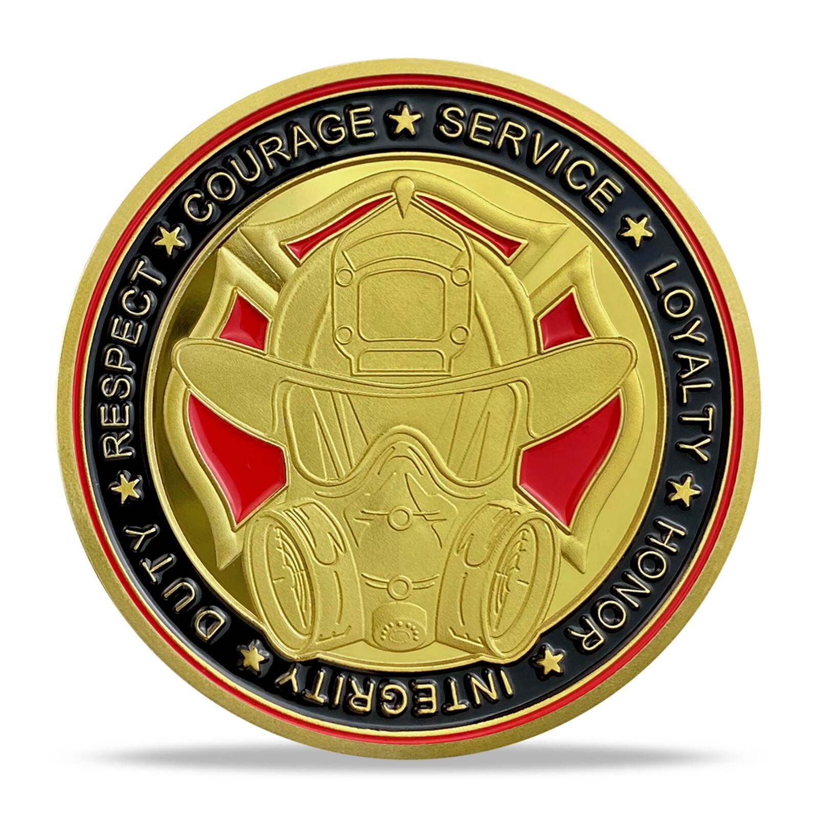 Firefighter Helmet Challenge Coin With Firefighter's Oath, Fireman Prayer Coin