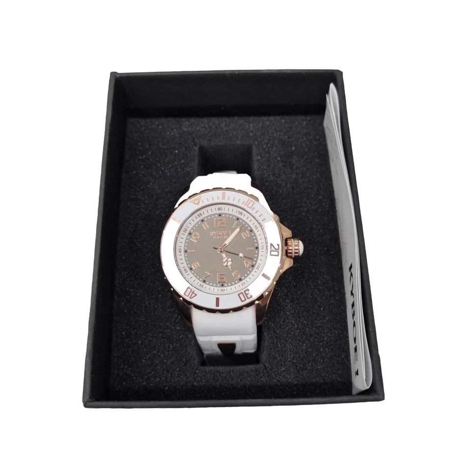 ¡KYBOE! Nuevo reloj de pulsera Giant 40 iluminado cuarzo blanco y oro rosa correa de plástico Foto 4 de 4