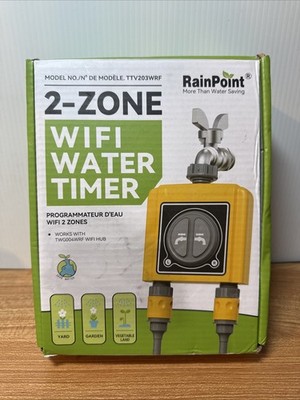 RAINPOINT WiFi Water Timer, Brass Inlet & Outlet 2-Zone TTV203WRF -OPEN BOX