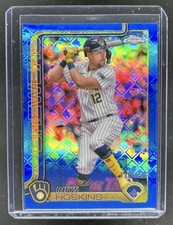 2025 Topps Chrome LogoFractor Rhys Hoskins Blue Refractor #/150 Brewers
