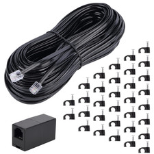 Telephone Extension Cord Phone Cable Line Wire, with Standard RJ11 Plug 100Ft-B