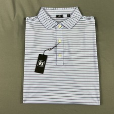 FootJoy Golf Shirt Polo Multi Stripe Large Periwinkle Blue Orchid Black MSRP 88