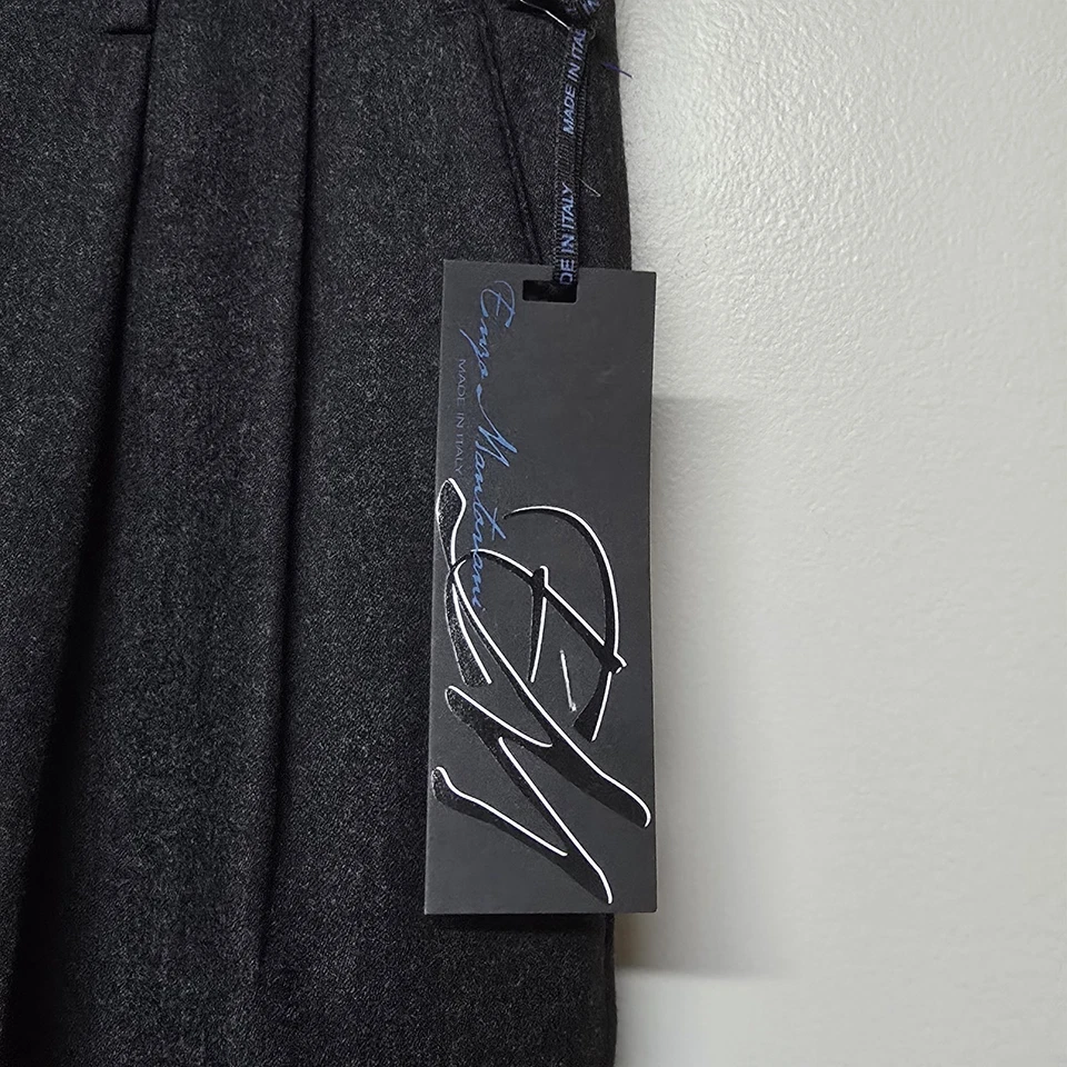 Enzo Mantovani Wool Cashmere Mens 36/30(28) Gray Dress Slacks Pleated Cuffed NWT - Image 3 of 4