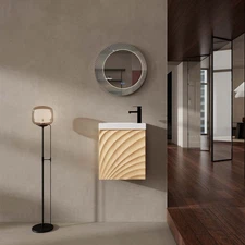 18.5" Wall-Mounted Bathroom Vanity with Resin Sink, Soft Closed Single Door, MDF