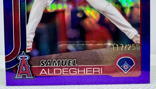 Samuel Aldegheri RC #59 - 2025 Topps Cromo Viola Rifrattore /250 SSP #’d Angels - Foto 3 di 8