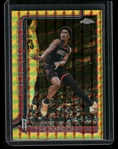 AMEN THOMPSON 2025-26 TOPPS CHROME UPDATE #44 GOLD GEOMETRIC REFRACTOR 10/50