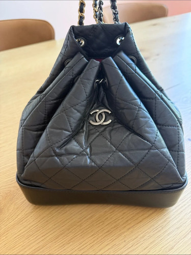 100% AUTHENTIC  CHANEL GABRIELLE BLACK BACKPACK QUILTED LAMBSKIN