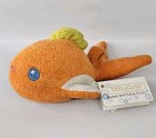Baby Gund Infant Shake Rattle Float Orange Bath Tub Toy Fish Rare Terry Cloth 