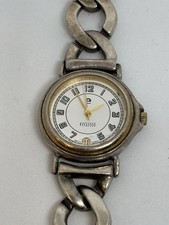 Ecclissi Sterling Silver Watch With Heavy Chain Link Bracelet, Works, Scratched