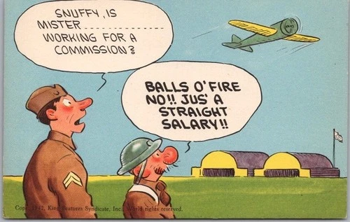 Vintage 1942 WWII -SNUFFY SMITH Comic Postcard Military - Coca-Cola Card /UNUSED