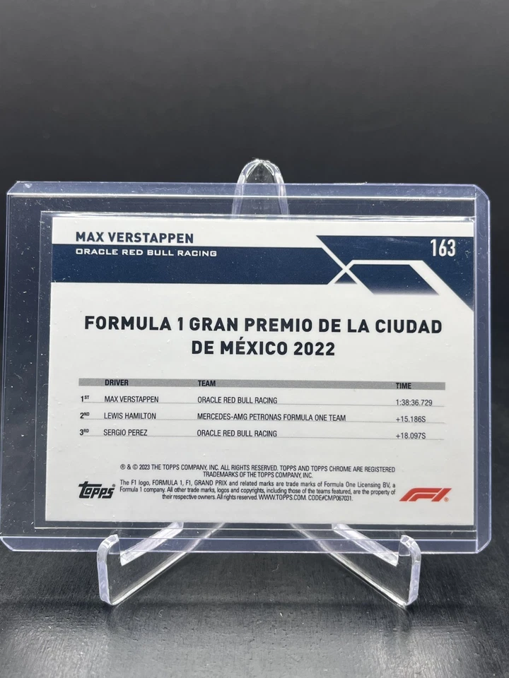 2023 Topps Chrome Sapphire F1 Max Verstappen GP Winner Mexico Gold 06/50 #163 - Image 2 of 2