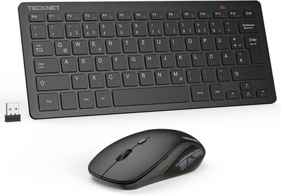 TECKNET Kabelloses Tastatur Maus Set, Deutsch QWERTZ Layout, 2.4 Ghz Funk Mini T