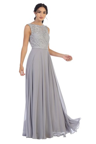 Abito lungo senza maniche Eva USA 3299 damigelle pizzo chiffon - Foto 84 di 94
