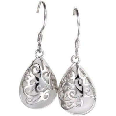 Womens Hook Earrings Exquisite Oval Round 925 Sterling Silver Plated Drop Dangle