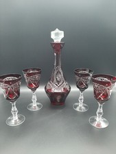Kristall Karaffe/Dekanter & 4x Gläser Weingl...