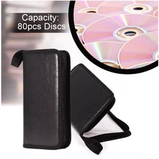 80 Disc CD Holder DVD Case Storage Wallet VCD Organizer Faux Leather Zipper Bag