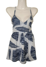 Women’s White & Navy Abstract Print Sleeveless Dress Size Small W004