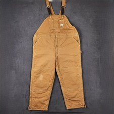Carhartt Duck Bib Overalls Men 54x30 Brown R02 Insulated Zip Leg Double Knee USA