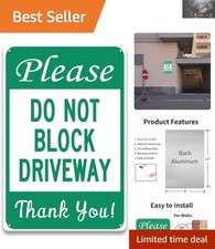 8 x 12 Inch Metal 'No Parking' Sign - UV Protected  Heavy-Duty for Driveways