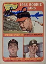 1965 TOPPS Darold Knowles Auto Card A.L. Rookie Stars #577 Vintage Signed MLB . rookie card picture