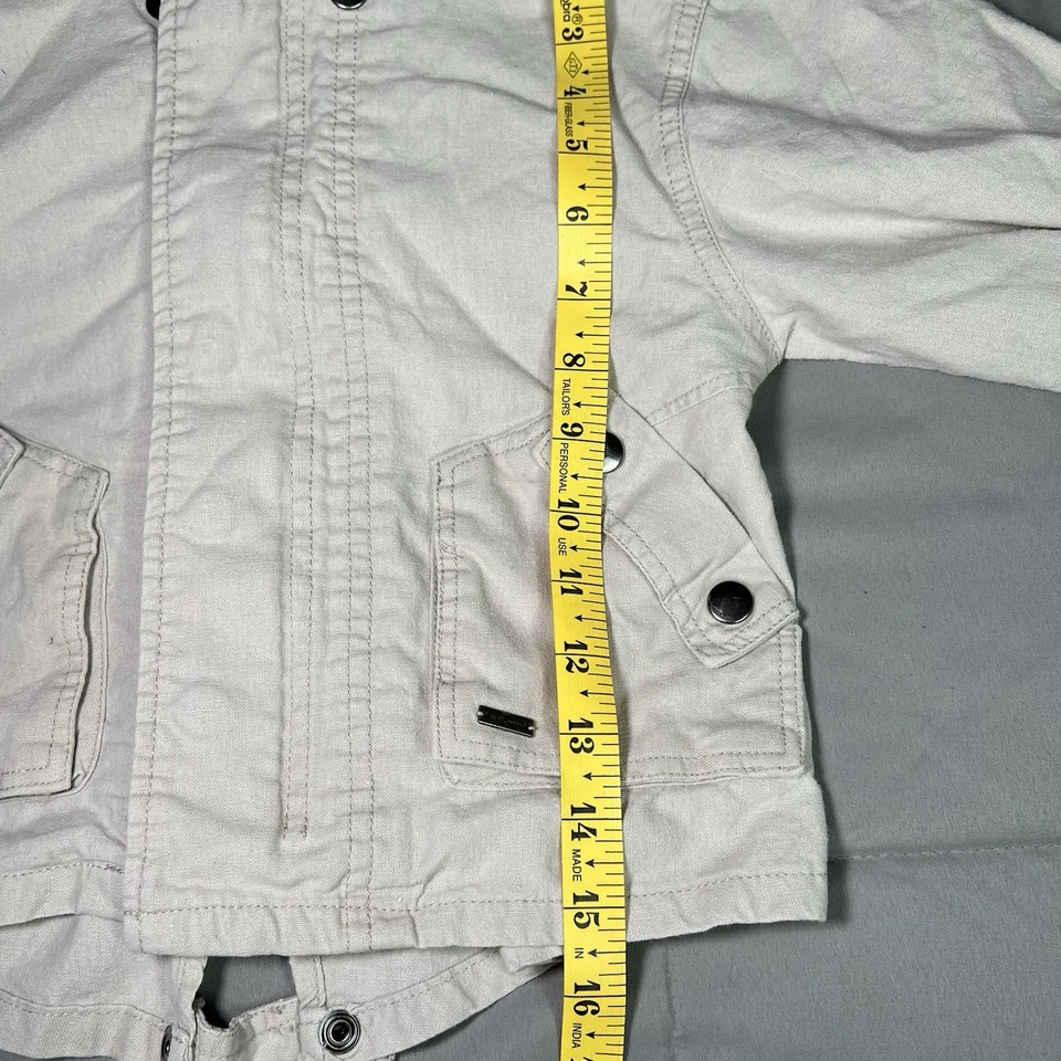 7 For All Mankind 夹克儿童 10 码轰炸机纽扣拉链棉/亚麻混纺 — 第 4/4 张图片