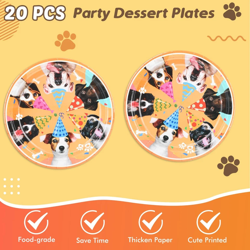 41шт собаки тема посуда комплект - щенок тарелки, салфетки, скатерть для девочек B... - Изображение 3 из 4