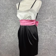 Ruby Rox Juniors 11 Womens S/M Black Pink Mini Dress Pleated Bodice Bow Pockets