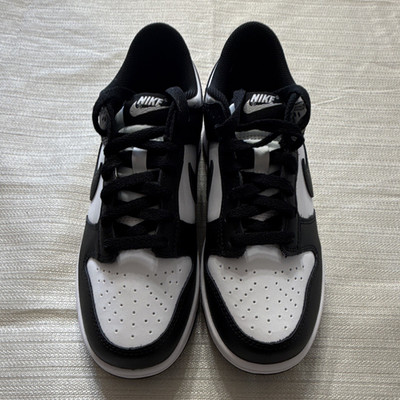 Nike Dunk Low (GS) Black/White Leather Low Top Sneakers Youth 6Y CW1590-100