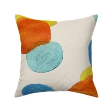 Watercolor Circles Mid Century Circles Retro Printed Square Throw Pillow Cover