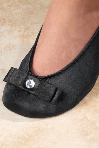Zapatillas planas de ballet negras SUELAS DE REPUESTO zapatos enrollables con bolso de transporte SM 5-6 - Imagen 3 de 3