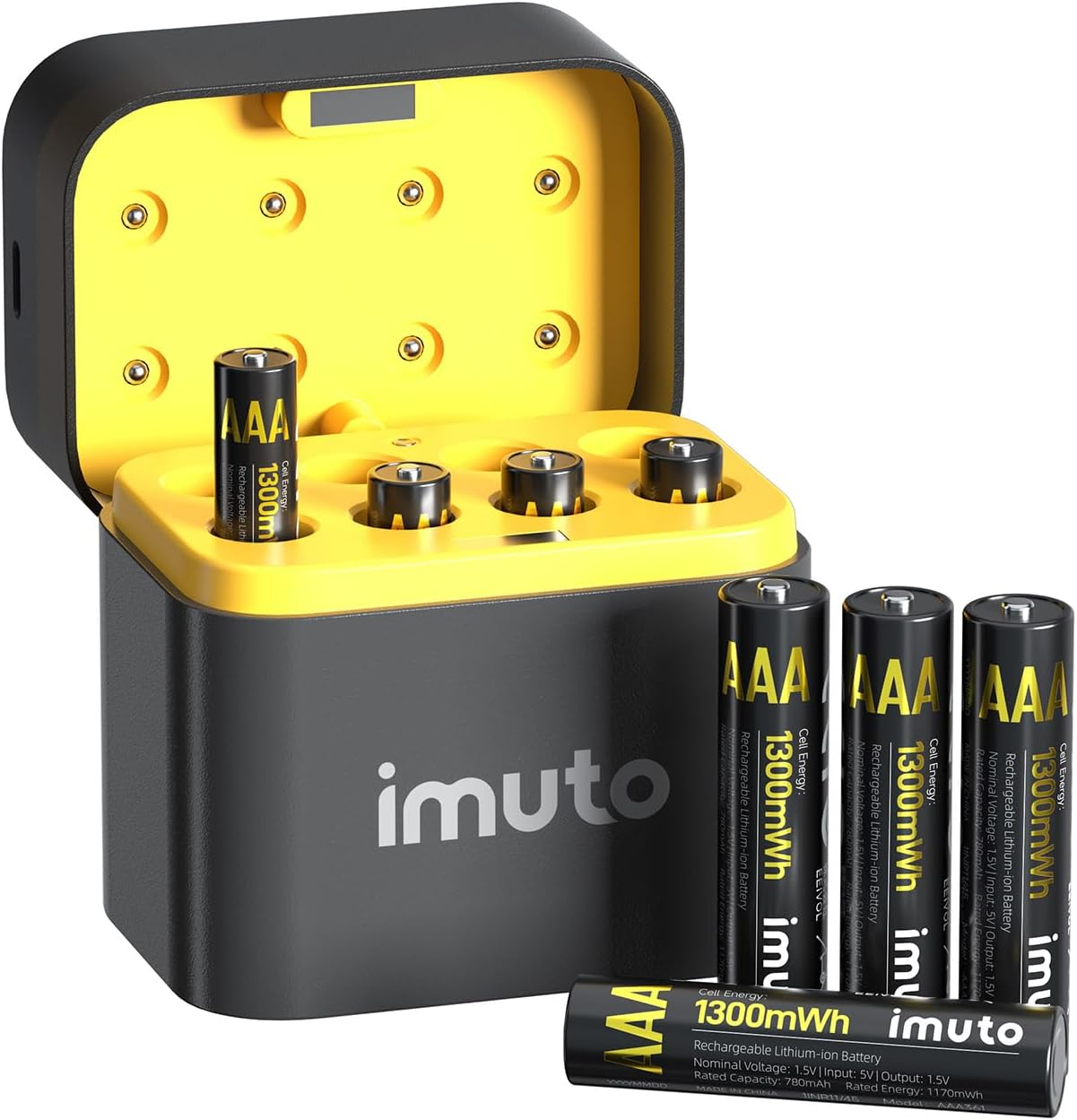 8-Pack Rechargeable AAA Lithium Batteries 1300MWh 1.5V with Fast Charger-image