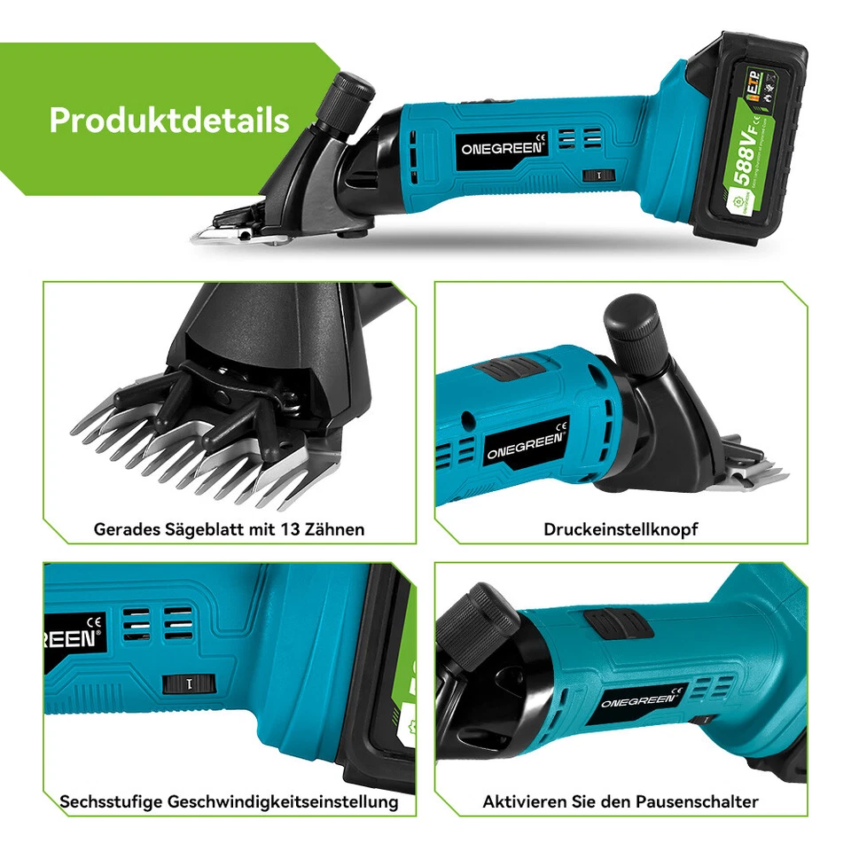 Akku Schafschere Schermaschine Kabellos Schere Wollschere Schafschermaschine DE - Bild 2 von 4