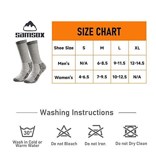 Merino Wool Boot Socks, Made in USA, Heavyweight with Full Cushion, Large - Picture 2 of 6