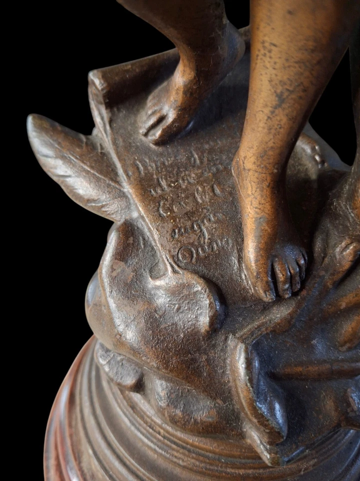 Después de Henryk Kossowski (1855-1921) Música Mandolina Bronce Patinado Spelter... Foto 3 de 4