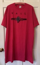 VTG 90s VAIL COLORADO Ski Pink Long Sleep Nightgown T-SHIRT SINGLE STITCH O/S