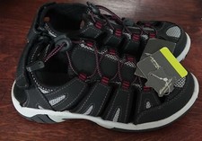 EDDIE BAUER Womens Black Gray Blakely Leather Cinch Cord Slide on Sandals, 6