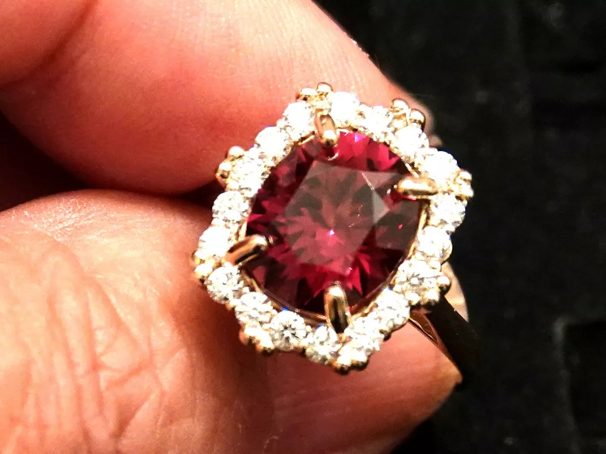 14K YG GIA Certified 4 Ct Umbalite Garnet And G VS1 .64 Ct