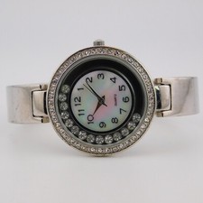 Cuff Bracelet Crystals Quartz Analog Women's Watch Sz. 6 1/2" New Battery