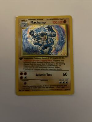 Pokémon PSA 5 1. Edition Shadowless Base Set Machamp Holo 8/102 WOTC 1999.