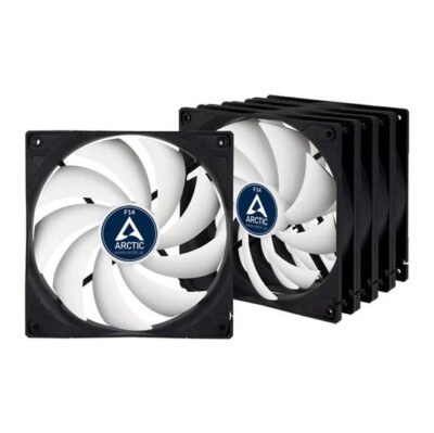 ARCTIC F14 140mm Value 5 x Pack Black PC Gehäuselüfter 0,3-Sone 74CFM 1350RPM