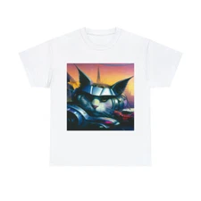 Cat T Shirt Abstract Cool Art Tee Futuristic Sleek Cyber Techno City Feline Cool
