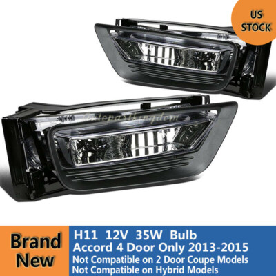 Fog Lights Bumper Lamps Kit W/ Switch Harness For 13-15 Honda Accord 4DR FL7046