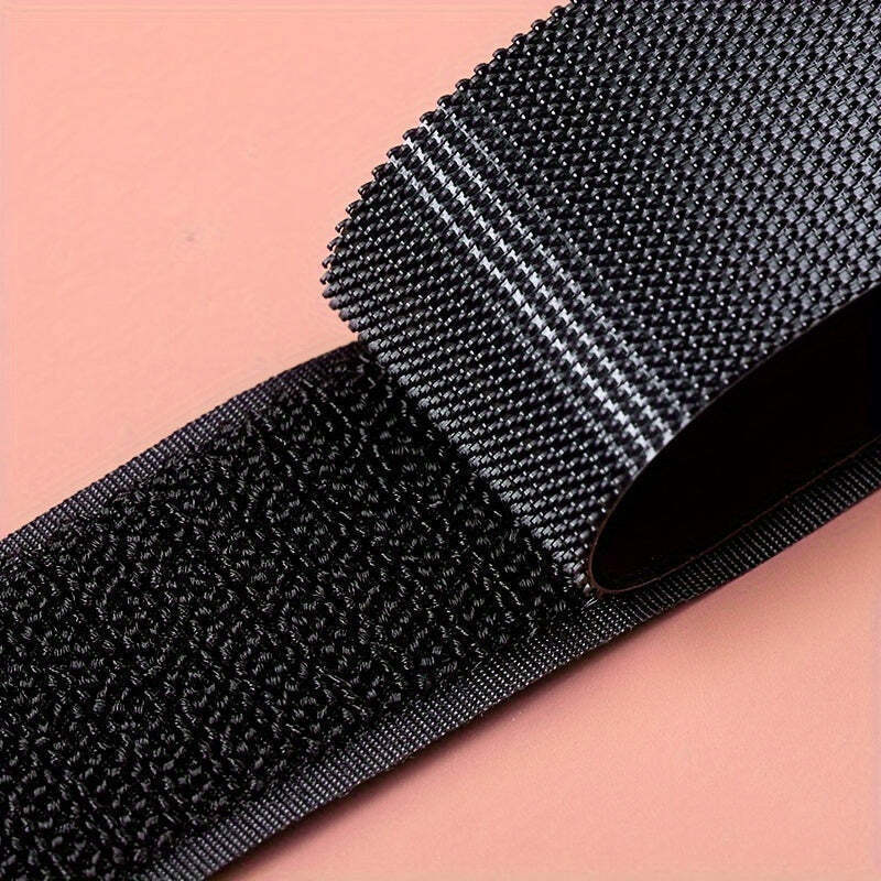 Black Hook and Loop Tape - 39 Inch Interlocking Fastener Strips, Durable and-image
